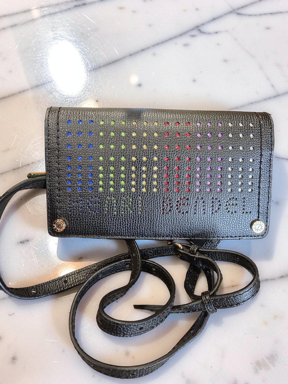 RARE Henri Bendel Bowery Rainbow Crystal Crossbody Wallet Phone Bag